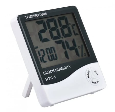 Digital Thermometer Hygrometer HTC-1 With Clock - مقياس حرارة ورطوبة رقمي HTC-1 مع ساعة