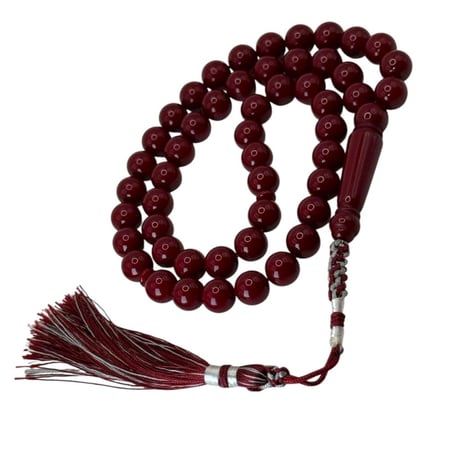 سبحة بكلايت بلجيكي فخمة – 51 خرزة بلون دم الغزال وكركوشة تفصال كويتي