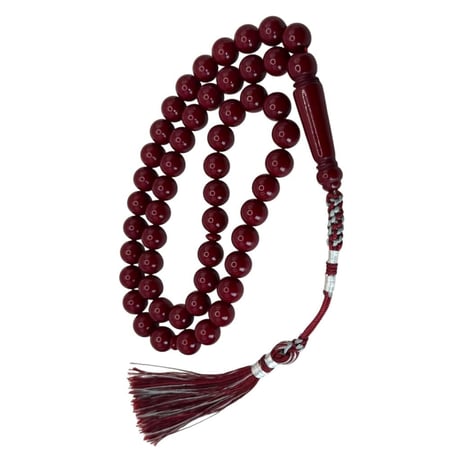 سبحة بكلايت بلجيكي فخمة – 51 خرزة بلون دم الغزال وكركوشة تفصال كويتي