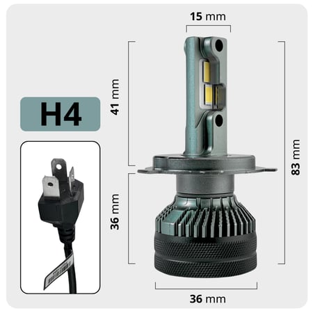 لمبات ليد خطين مقاس H4 بقوة 13500LM 110W لون 4300K كريمي