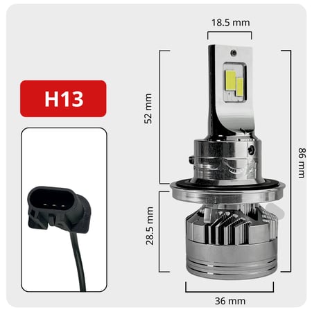 لمبات ليد خطين مقاس H13 بقوة 17000LM 140W بلون 5700K ابيض صافي فيه ميزة استمرار الواطي مع تشغيل العالي