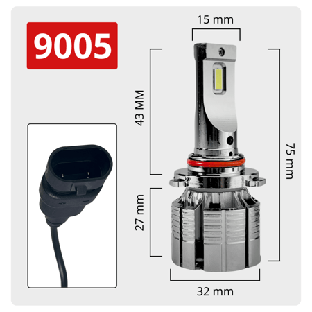 لمبات ليد مقاس 9005/9006 بقوة 9000LM 70W متوفر بلونين ابيض وكريمي