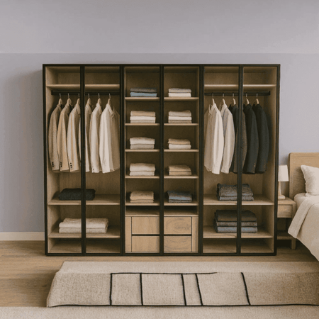 خزانة ملابس فاخرة | 6 أبواب مفصلية زجاج | 300 سم × 240 سم | خشب شيبورد إسباني | ضمان 10 سنوات | توصيل و تركيب مجانا جدة و مكة فقط |
