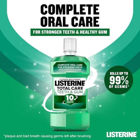 ليسترين العناية الكاملة للثة غسول فم 10 في 1 فريش منت - 500 مل