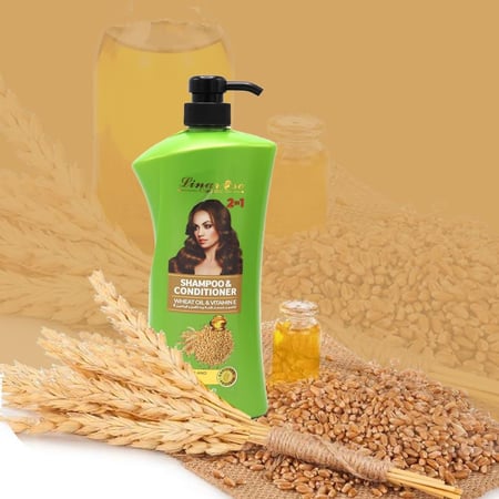 لينا روز شامبو وبلسم للشعر بخلاصة زيت القمح وفيتامين اي - 1000 مل