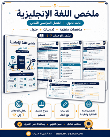 ملخص اللغة الإنجليزية ثالث ثانوي الفصل الدراسي الثاني 1447 هـ