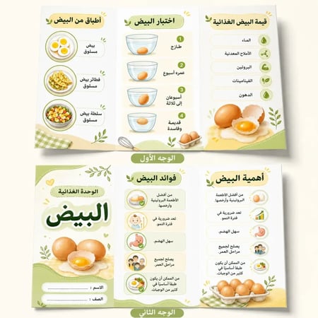 مطوية الوحدة الغذائية البيض