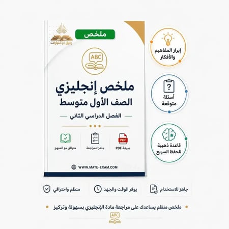 ملخص إنجليزي أول متوسط ف 2 1447 ه PDF