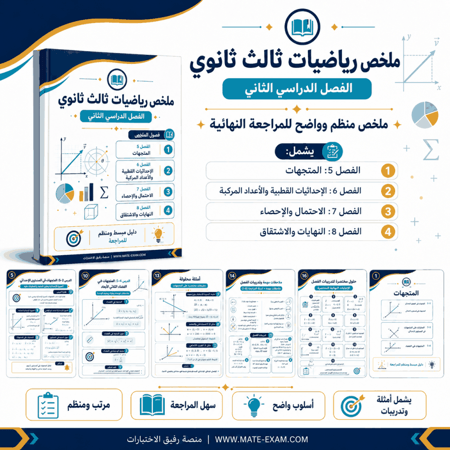 ملخص رياضيات ثالث ثانوي مسارات الفصل الثاني 1447 هـ
