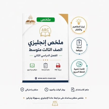 ملخص لغة إنجليزية ثالث متوسط ف 2 بصيغة PDF