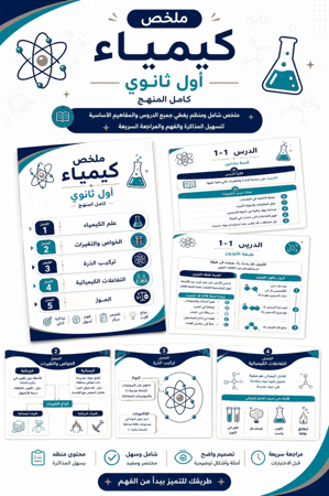 ملخص كيمياء اول ثانوي الفصل الدراسي الثاني 1447 هـ
