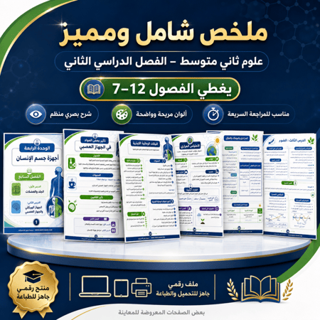 ملخص العلوم ثاني متوسط ف 2 1447 ه