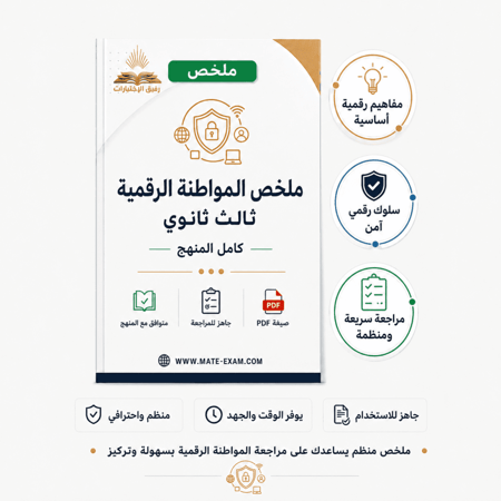 ملخص المواطنة الرقمية ثالث ثانوي -كامل المنهج 1447 هـ