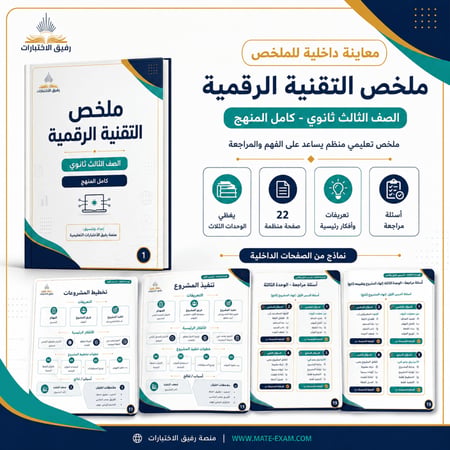 ملخص تقنية رقمية 3 – ثالث ثانوي مسارات كامل المنهج 1447 هـ