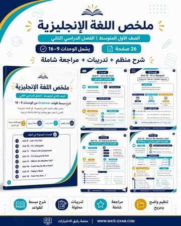 ملخص إنجليزي ثاني متوسط  ف 2 1447 ه