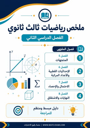 ملخص رياضيات ثالث ثانوي مسارات الفصل الثاني 1447 هـ
