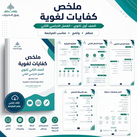 ملخص كفايات لغوية اول ثانوي ف 2 1447 ه..