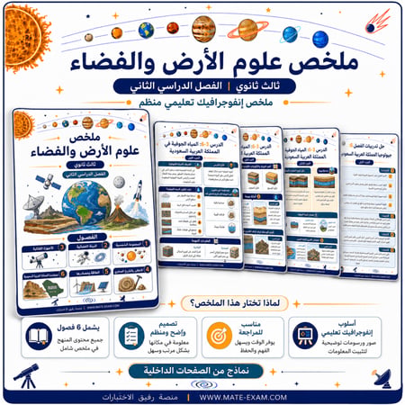 ملخص علوم الأرض والفضاء ثالث ثانوي الفصل الدراسي الثاني 1447 هـ