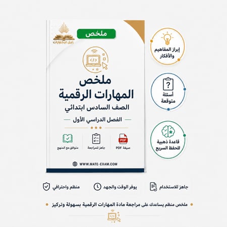 ملخص المهارات الرقمية سادس ابتدائي الفصل الأول 1448 هـ