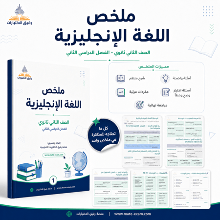 ملخص انجليزي ثاني ثانوي ف 2 1447 هـ
