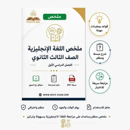 ملخص اللغة الإنجليزية الصف الثالث ثانوي الفصل الدراسي الأول 1447 هـ