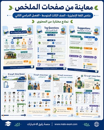 ملخص إنجليزي ثالث متوسط ف 2 1447 ه