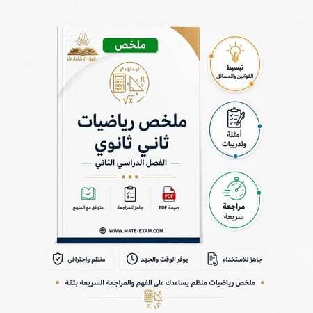ملخص رياضيات ثاني ثانوي ف 2 1447 هـ