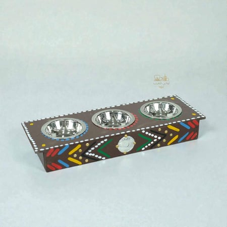 طقم مكسرات خشبي تراثي بني