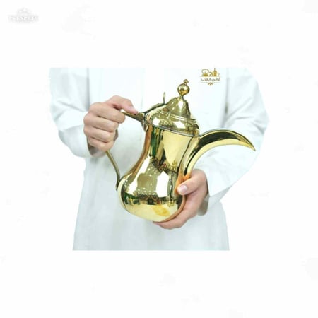 طقم دلة بغدادية نحاس ذهبي حبش