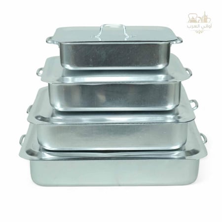 طقم صواني بغطاء معدن مستطيل