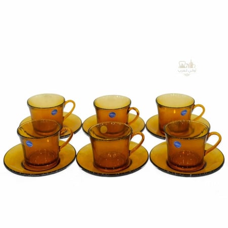 طقم كوب بيد مع الصحن عسلي فرنسي