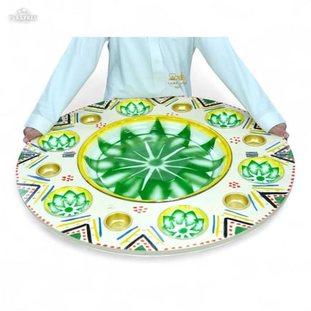 صينية تقديم طعام غضار الأخضر