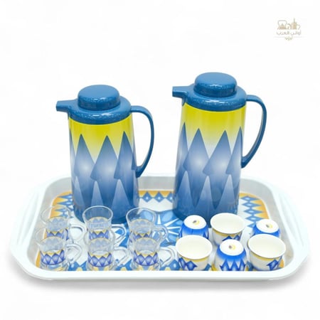 طقم ضيافة شاي و قهوة الغضار الأزرق