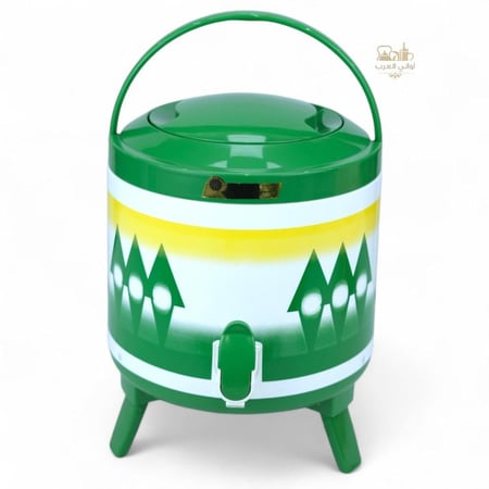 طقم ترمس عصير 6 لتر مع 6 كاسات عصير غضار أخضر