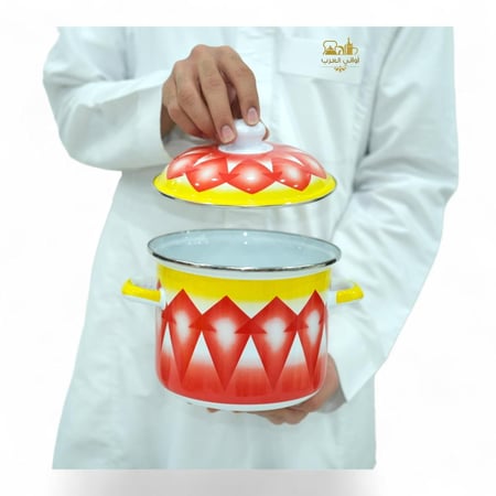 طقم قدر غضار عميق  أحمر