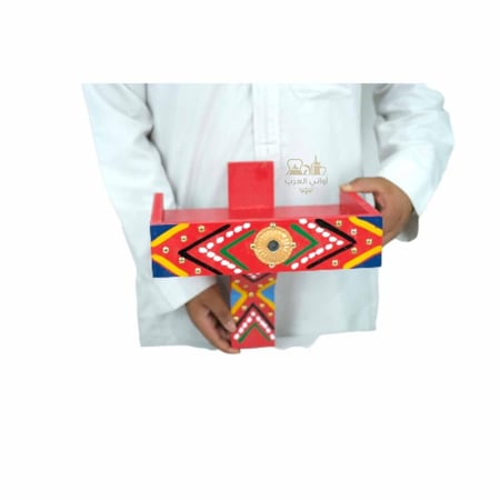 رف خشبي تراثي 30 سم أحمر