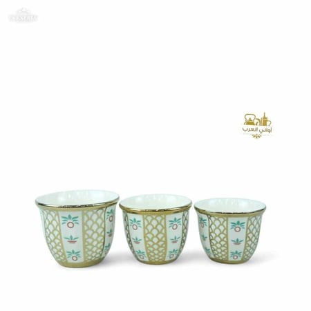 فنجان قهوة نقشة بداوي ذهبي