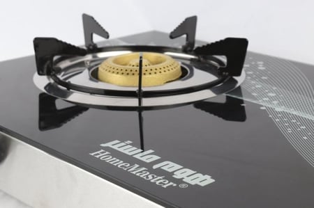 موقد غاز 2 شعلة مع سطح زجاجي مقابض مريحة لسهولة التشغيل تصميم بسيط وتقليدي مع شعلات موقد عالية الكفاءة مصنوعة من النحاس عالي الجودة أسود