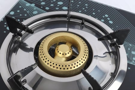 موقد غاز بشعلة واحدة مع سطح زجاجي مقبض مريح لسهولة التشغيل  تصميم بسيط وتقليدي موقد عالي الكفاءة مصنوع من النحاس عالي الجودة