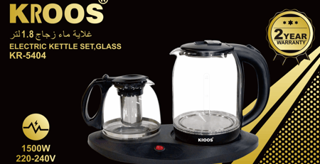 طقم غلاية ماء زجاج 1.8 لتر KR-5404