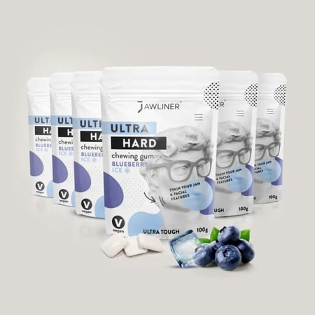 علكة جولاينر® الأصلية لتقوية عضلات الفك بنكهة التوت الازرق المثلج JAWLINER® Fitness Chewing Gum Blueberry ice