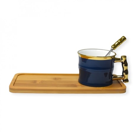 كوب سيراميك مع قاعده خشبية