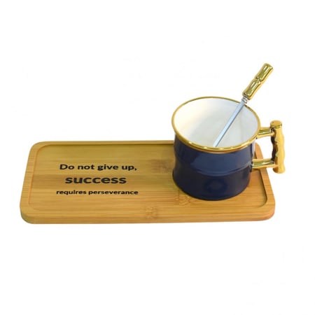 كوب سيراميك مع قاعده خشبية