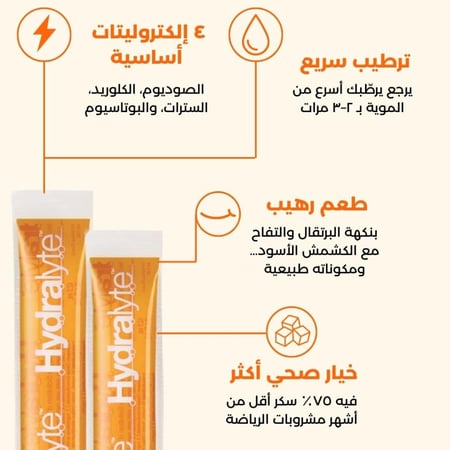 هيدرالايت -  مصاصة الكتروليتات مثلجة نكهة البرتقال (16 حبة)