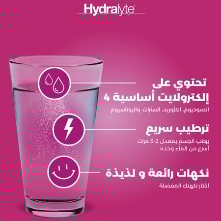 عبوة التوفير أقراص هيدرالايت - إلكتروليت فوار تفاح و توت (40 قرص)