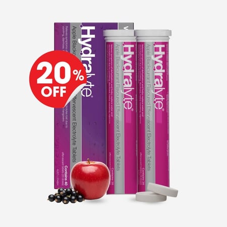 عبوة التوفير أقراص هيدرالايت - إلكتروليت فوار تفاح و توت (40 قرص)