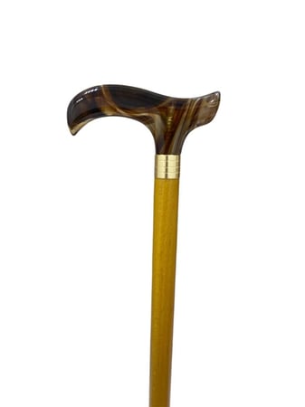 عكاز خشبي فاخر بمقبض من الأكريلك بني فاتح EA610