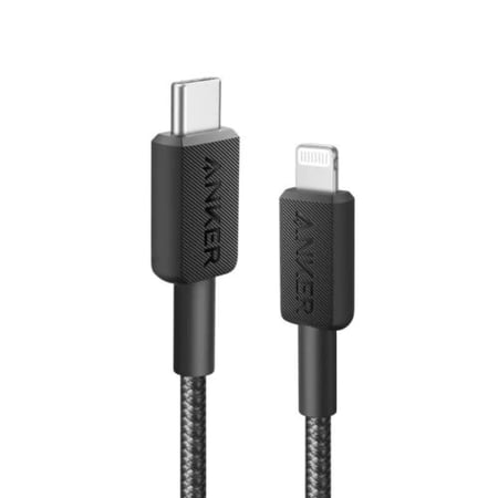 انكر - سلك شاحن 322 قماش تايب سي الى لايتننق بطول 180 متر - اسود 322 Type-C To Lightning Braided Cable