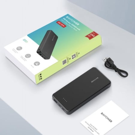 بطارية متنقلة راف باور 10000 مللي أمبير 15W منفذين USB منفذ PD
