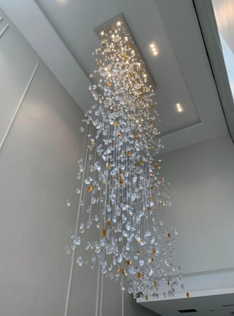 ثريا  طول 3 تلاثه متر مستطيل طول متر  وعرض 50سم لون عسلي و شفاف